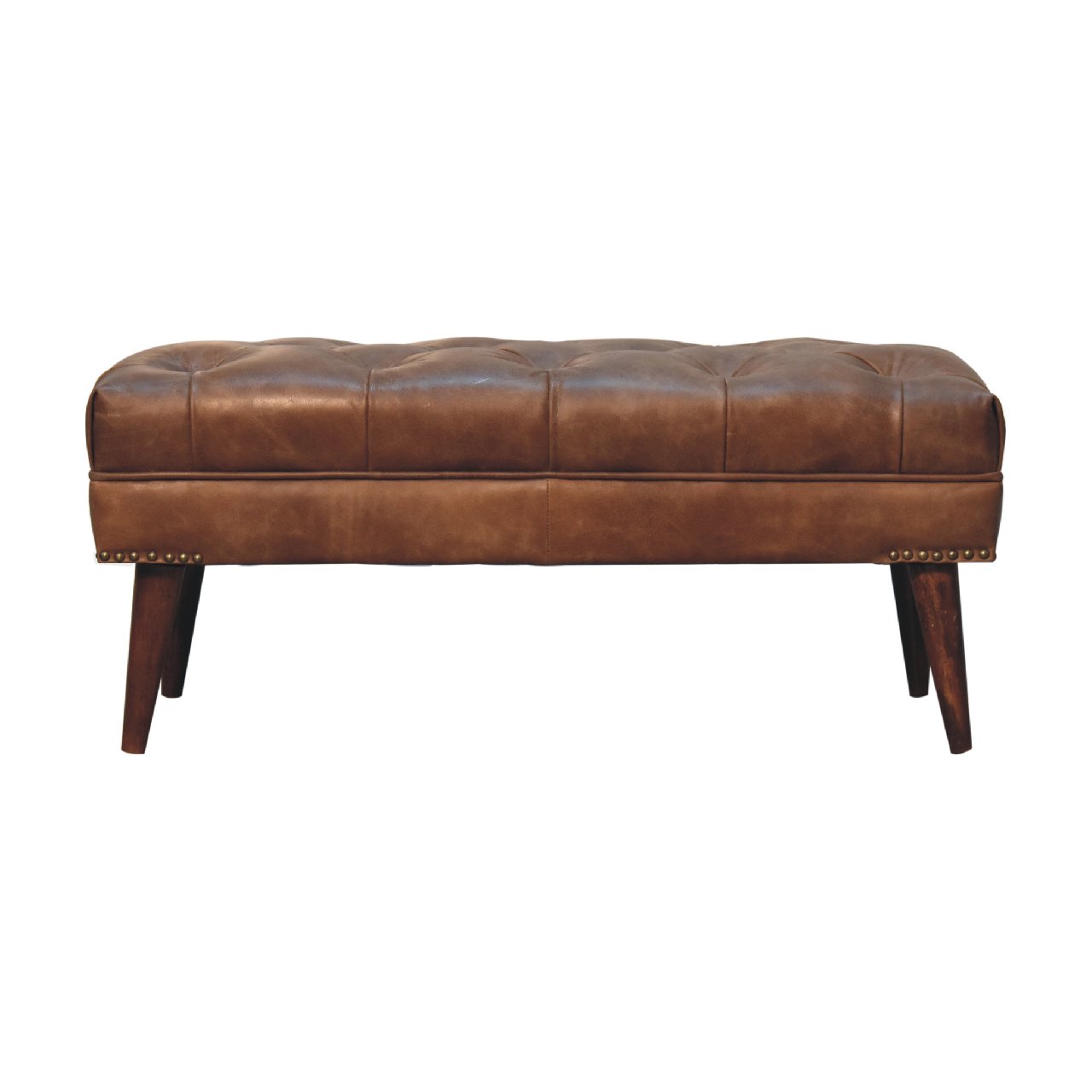 Harbour Brown Leather Bench - Image 2
