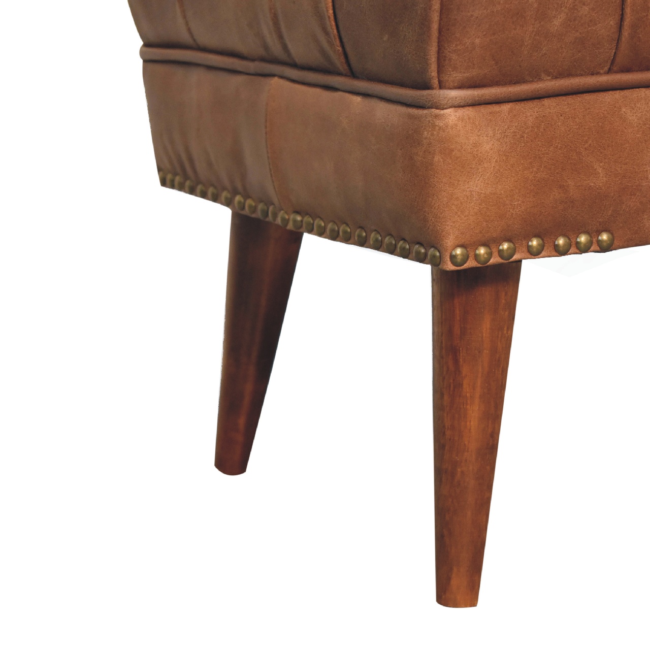 Harbour Brown Leather Bench - Image 8