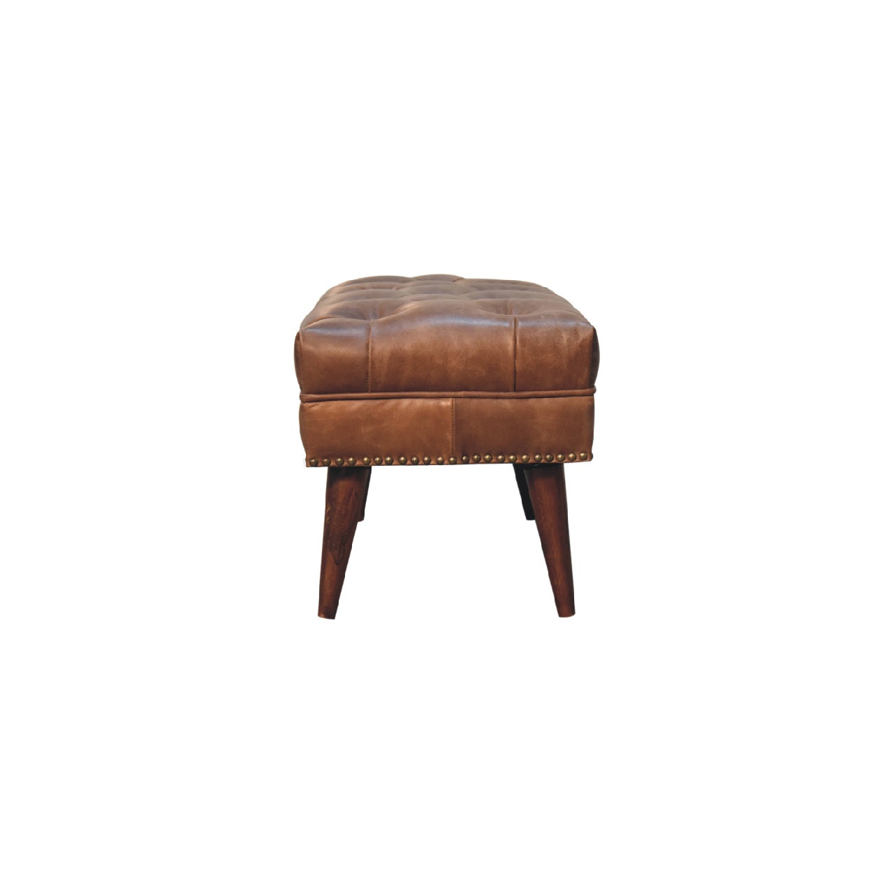 Harbour Brown Leather Bench - Image 9
