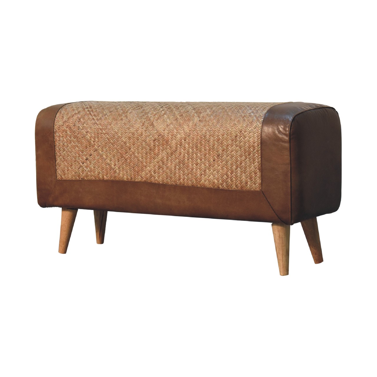 Large Seagrass Buffalo Hide Nordic Bench - Image 2