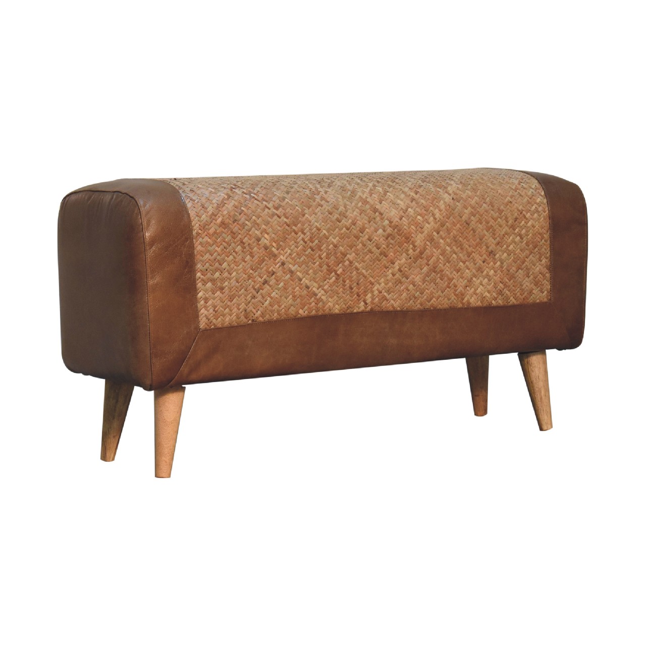 Large Seagrass Buffalo Hide Nordic Bench - Image 3