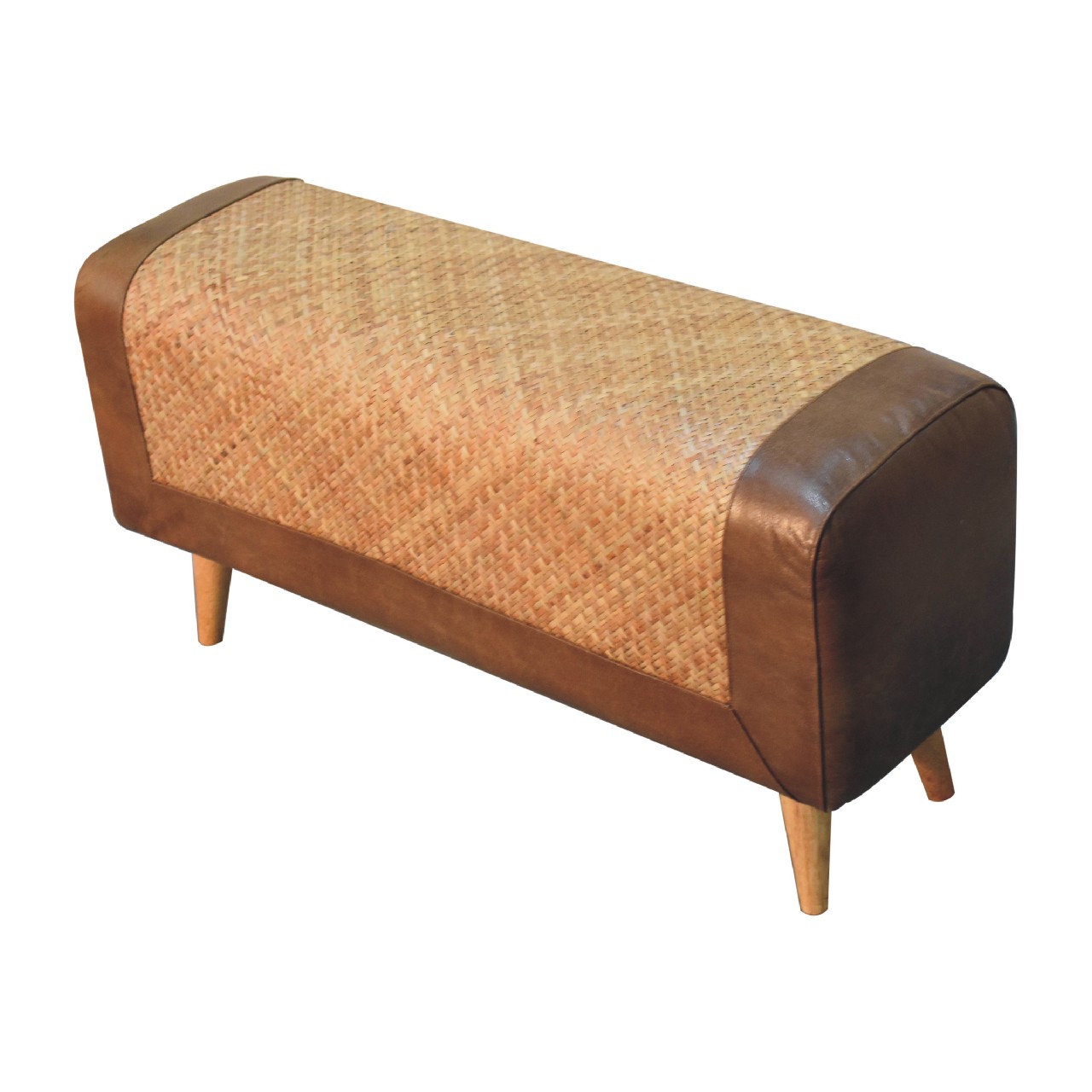 Large Seagrass Buffalo Hide Nordic Bench - Image 8