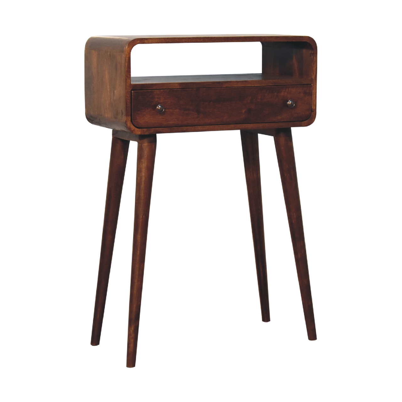Chestnut Nordic Style One Drawer & One Open Slot Console Table - Image 3