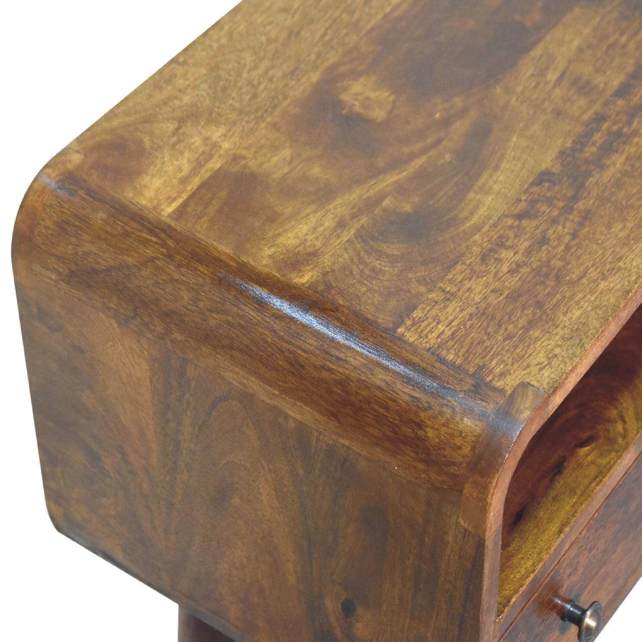 Chestnut Nordic Style One Drawer & One Open Slot Console Table - Image 6