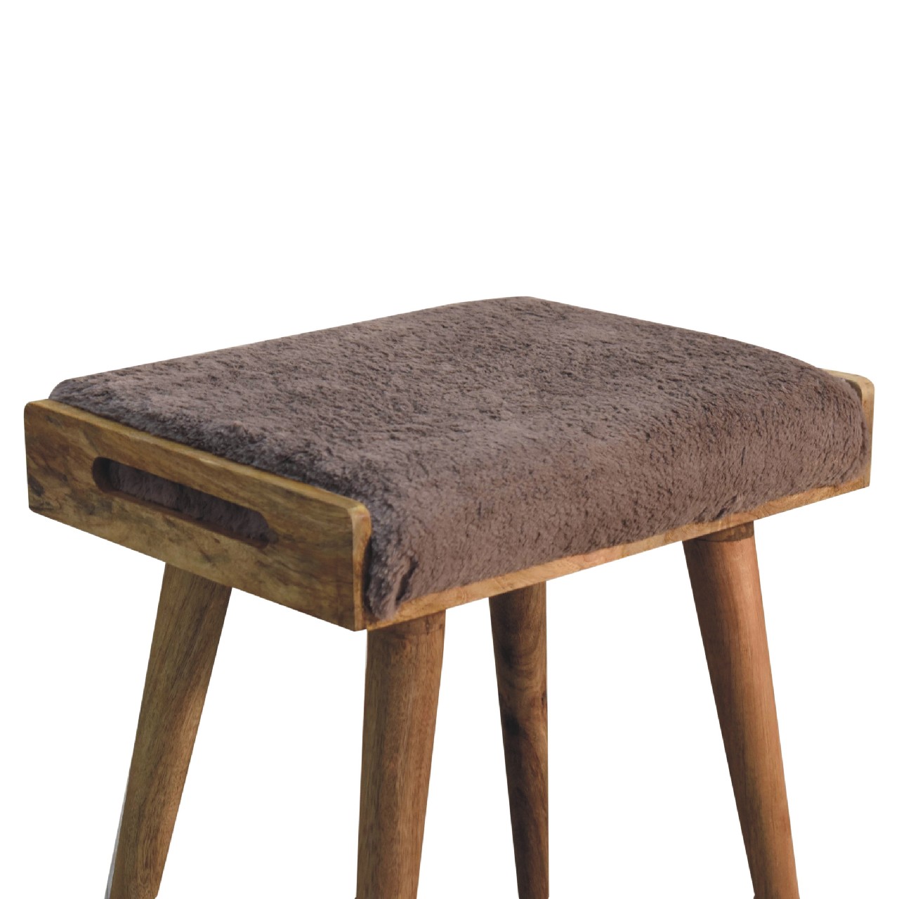 Mocha Faux Fur Style Footstool - Image 6