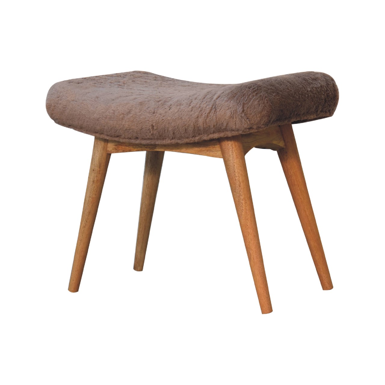 Mocha Faux Fur Curved Bench - Image 2