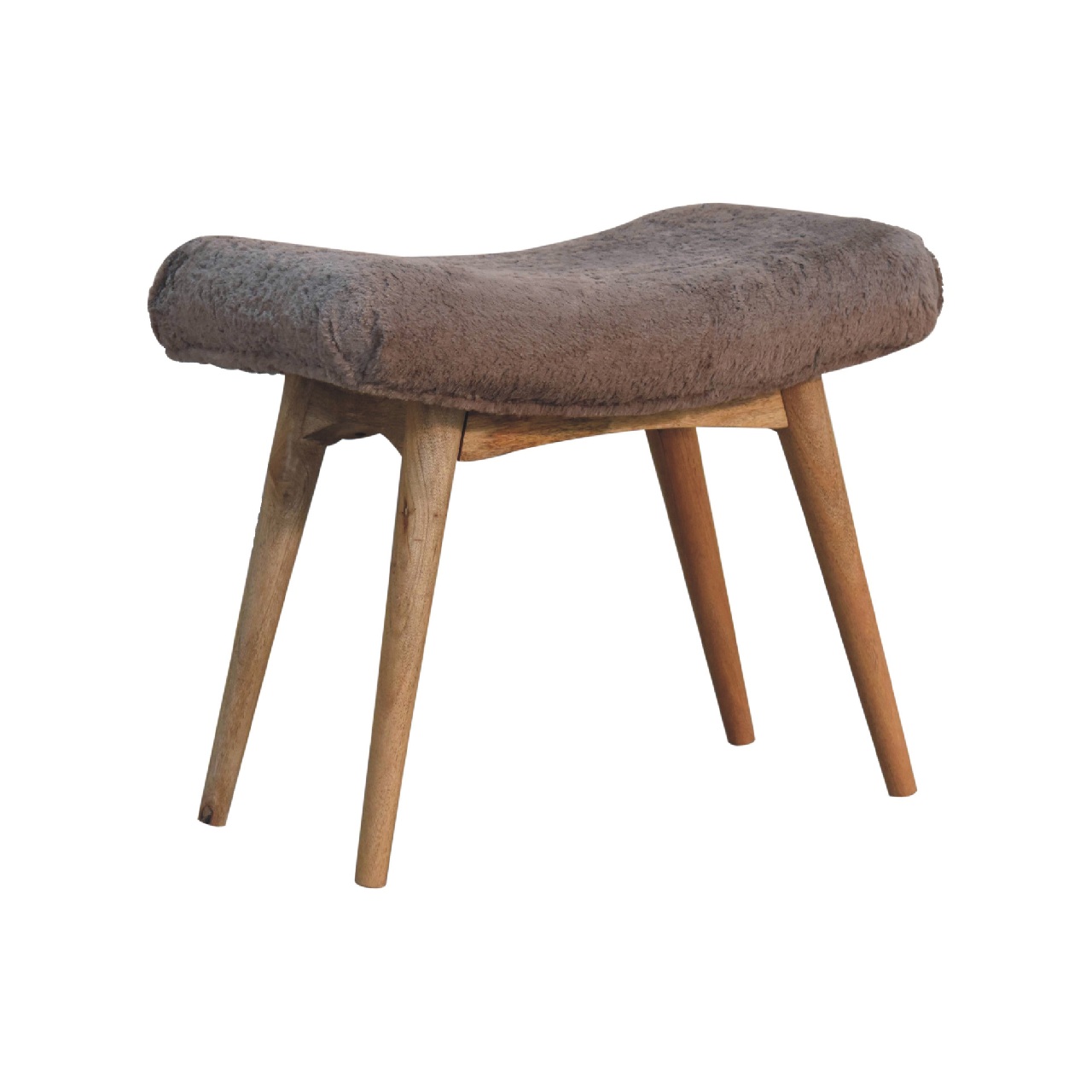 Mocha Faux Fur Curved Bench - Image 3