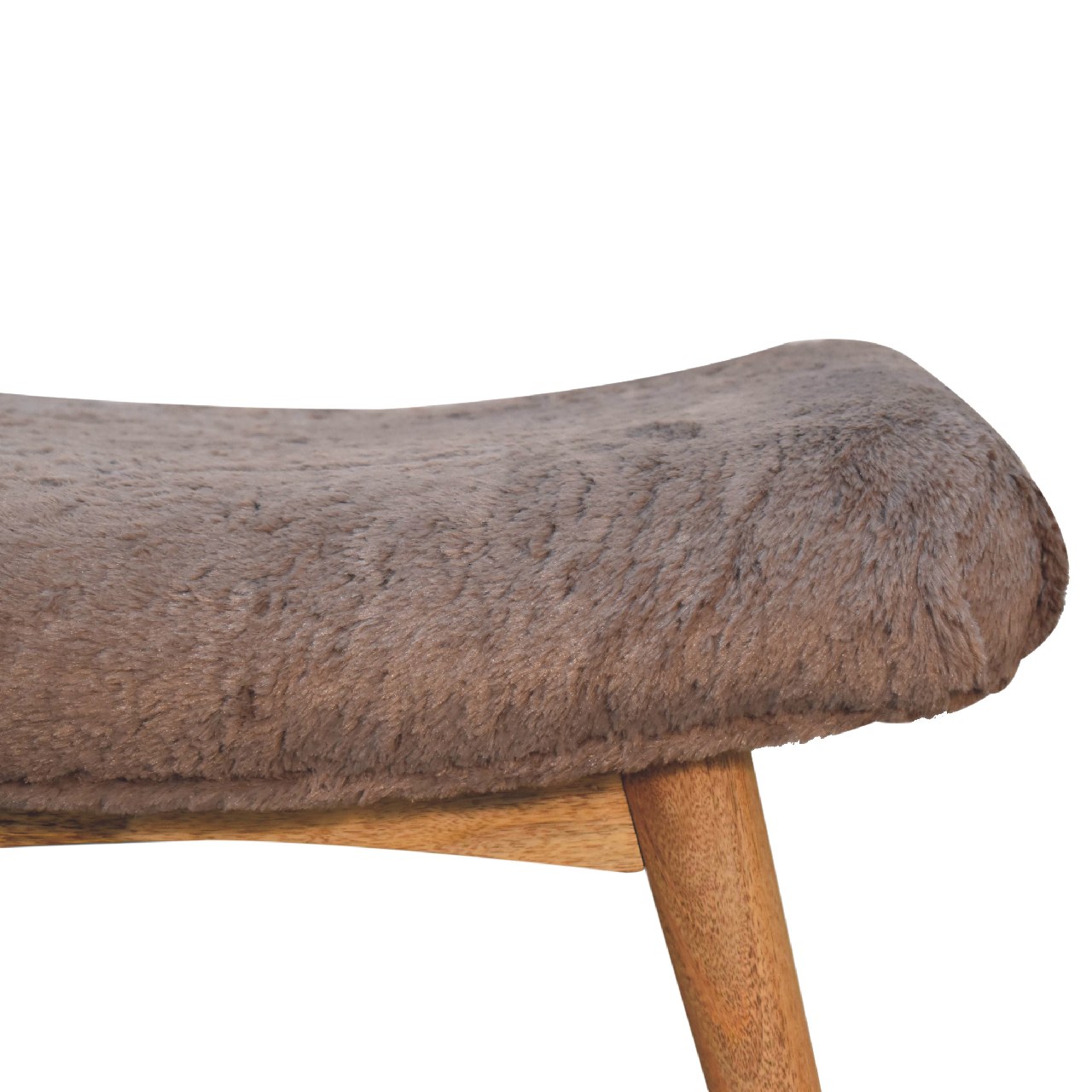 Mocha Faux Fur Curved Bench - Image 4