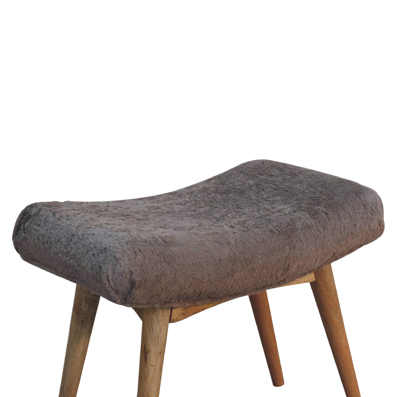 Mocha Faux Fur Curved Bench - Image 5