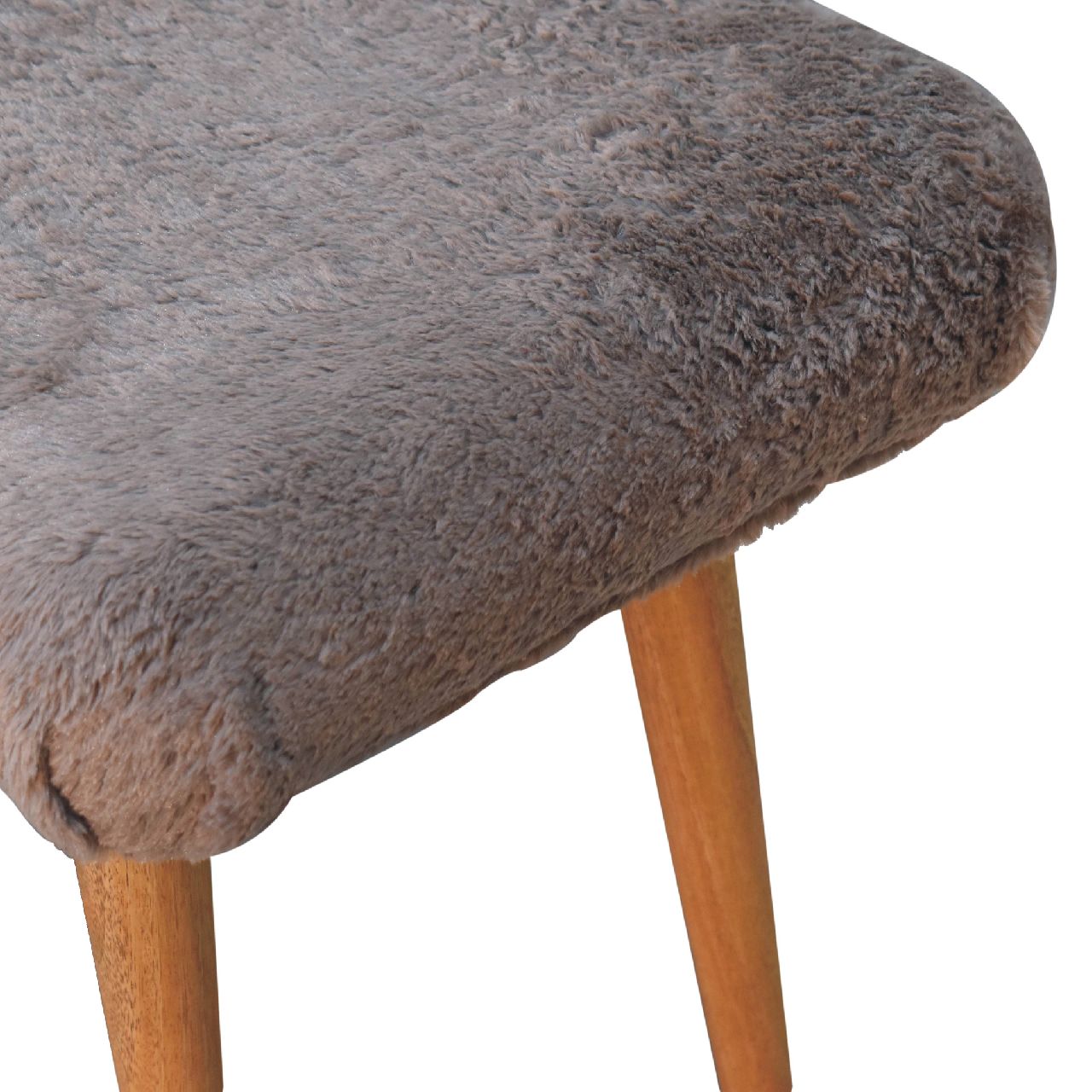 Mocha Faux Fur Curved Bench - Image 6