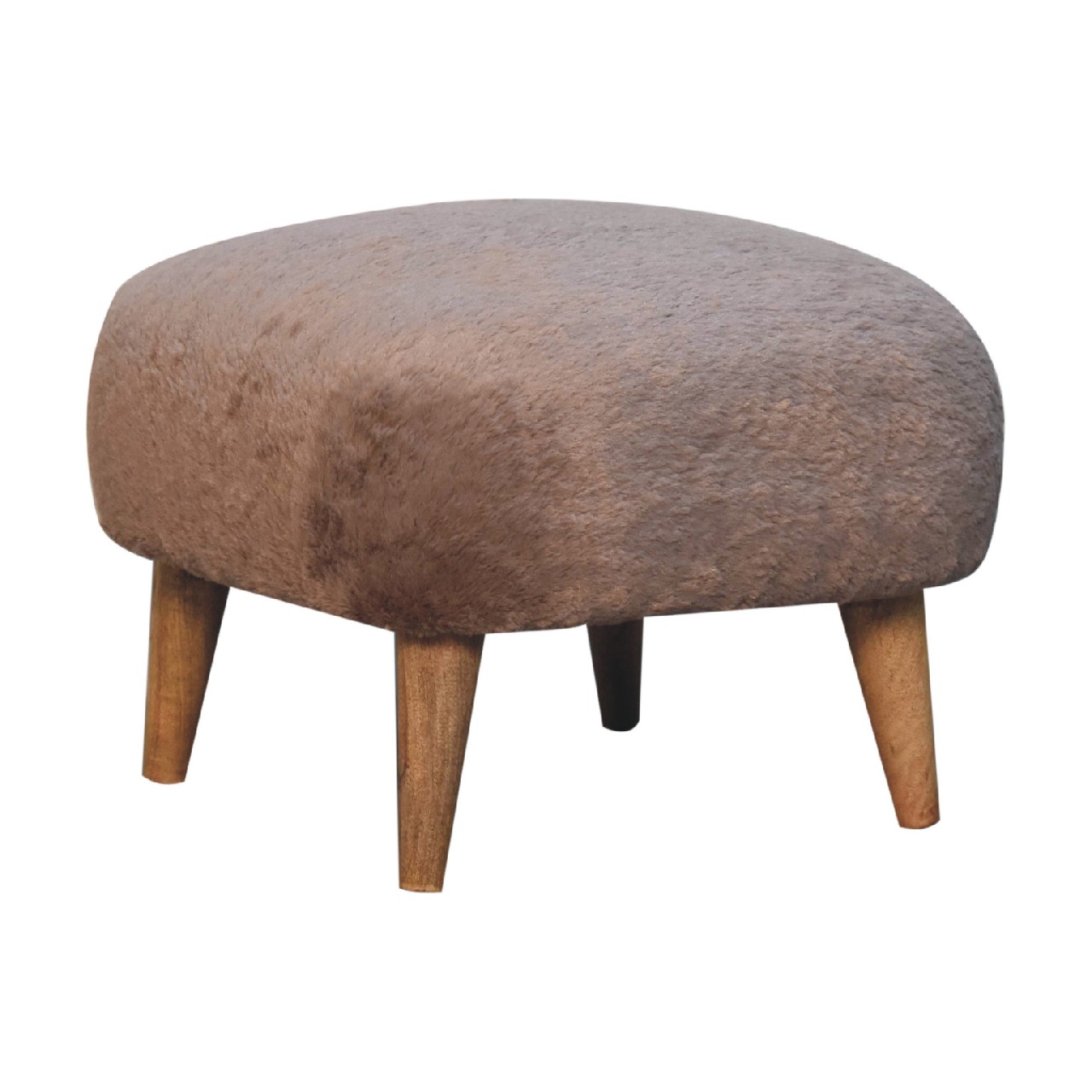 Mocha Faux Fur Square Stool - Image 2