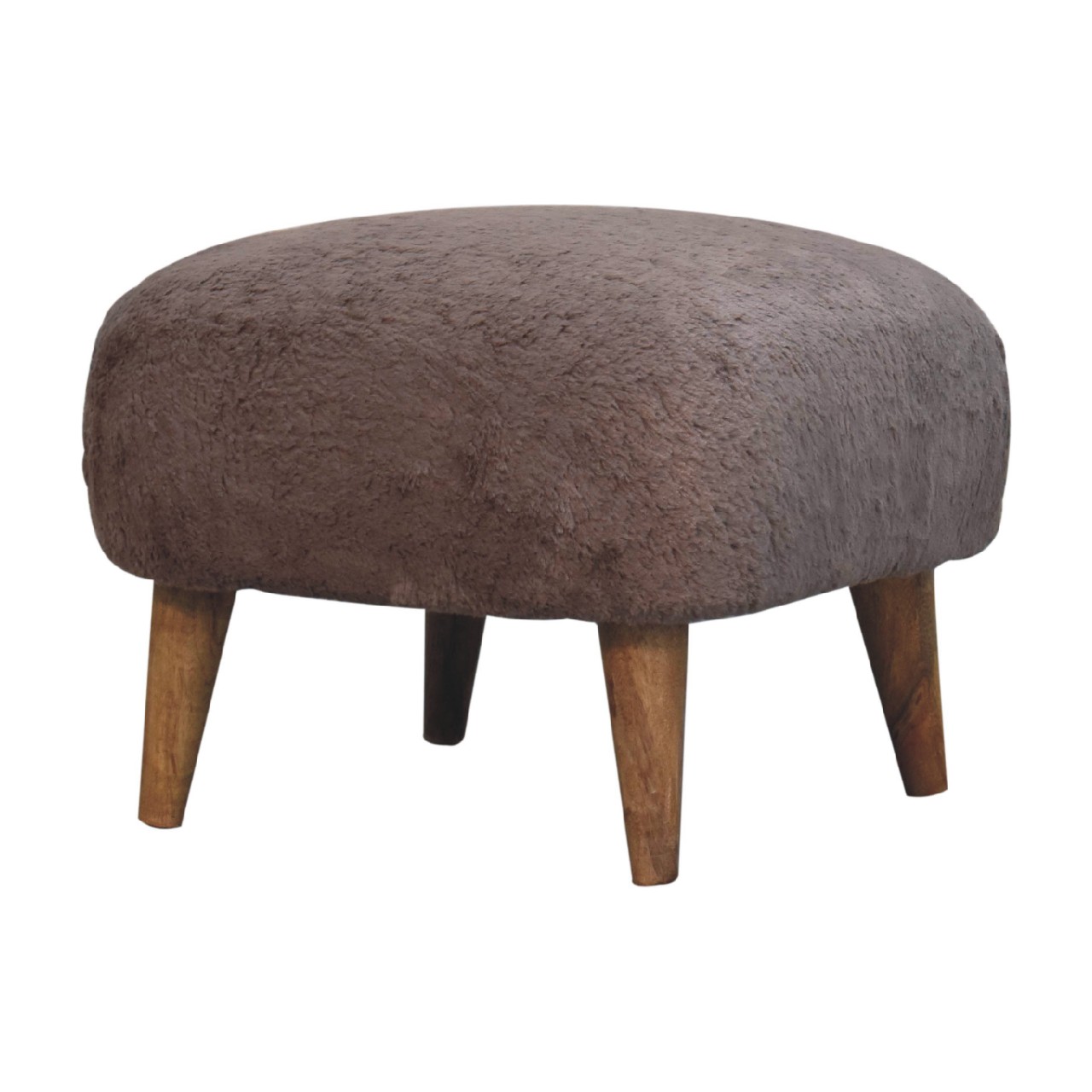 Mocha Faux Fur Square Stool - Image 3