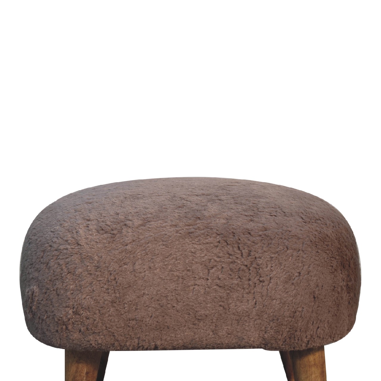 Mocha Faux Fur Square Stool - Image 4