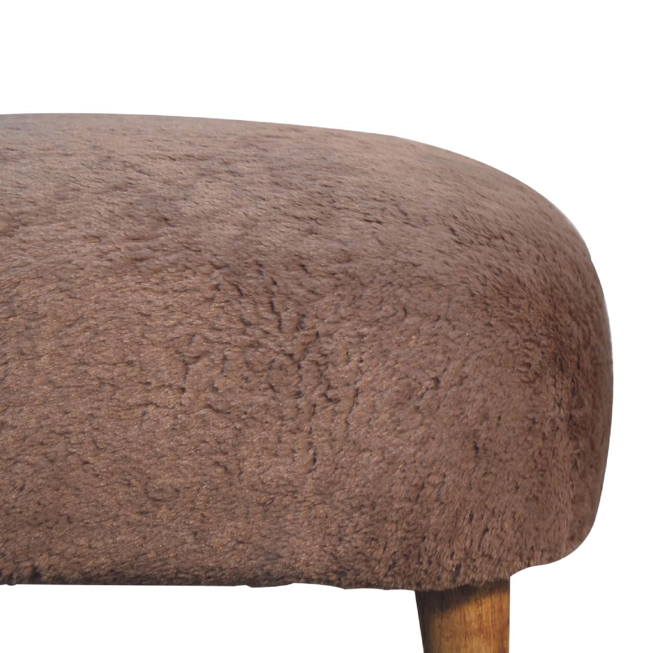 Mocha Faux Fur Square Stool - Image 5