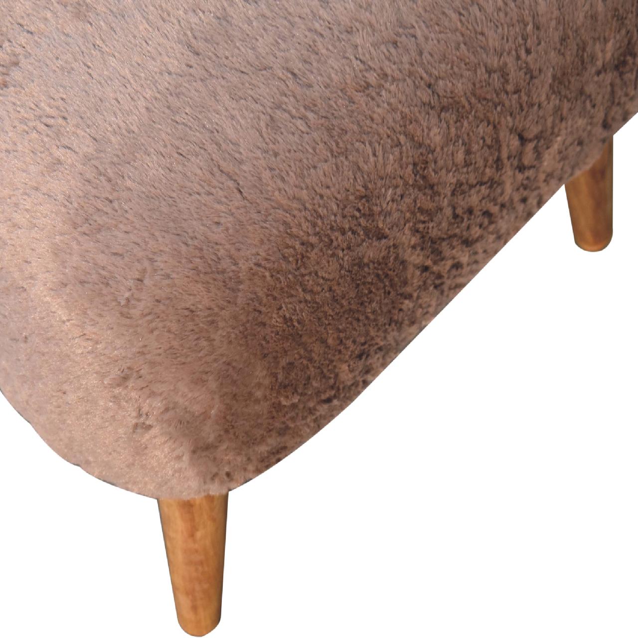 Mocha Faux Fur Square Stool - Image 6