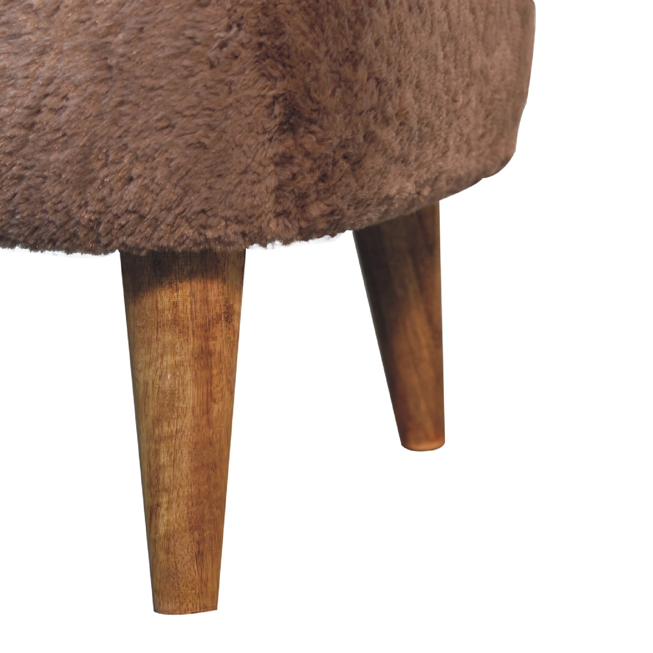 Mocha Faux Fur Square Stool - Image 7