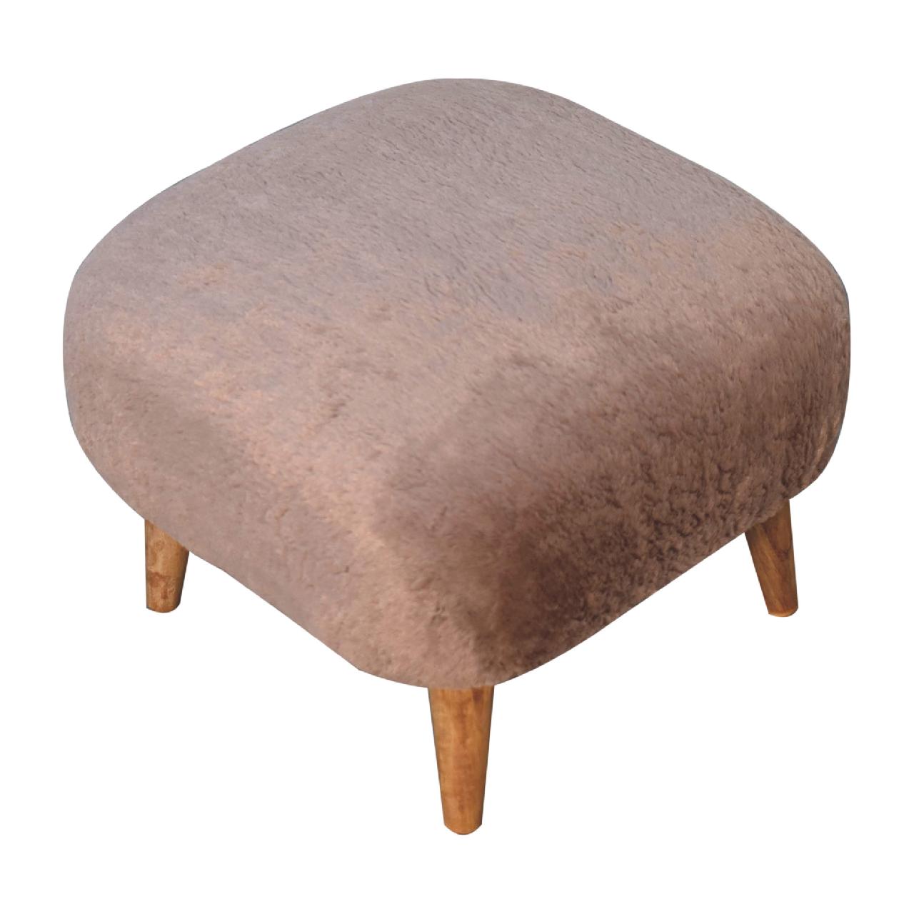 Mocha Faux Fur Square Stool - Image 8