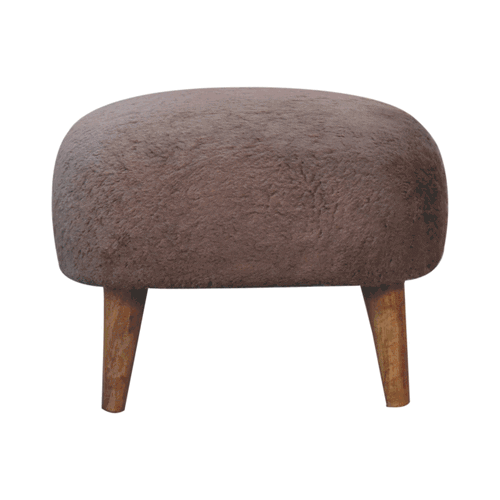 Mocha Faux Fur Square Stool - Image 9