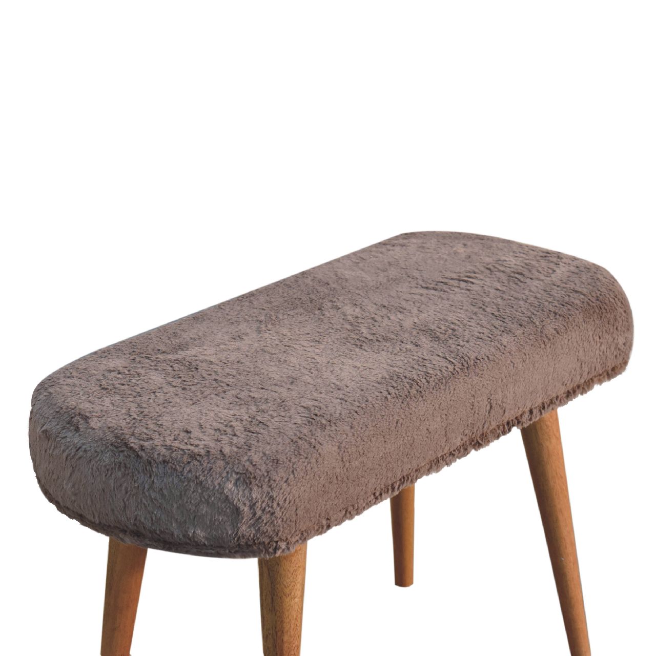 Mocha Faux Fur Fabric Bench - Image 6