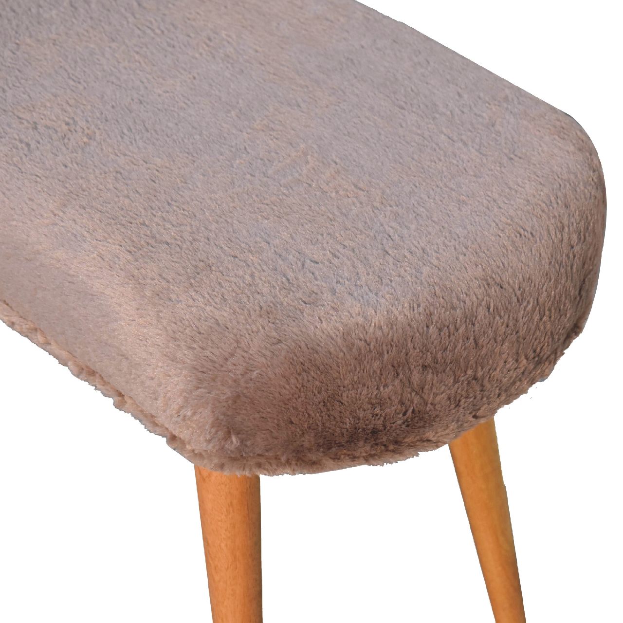 Mocha Faux Fur Fabric Bench - Image 7