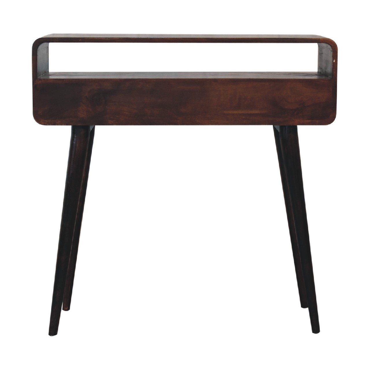 Curved Light Walnut Console Table - Image 9
