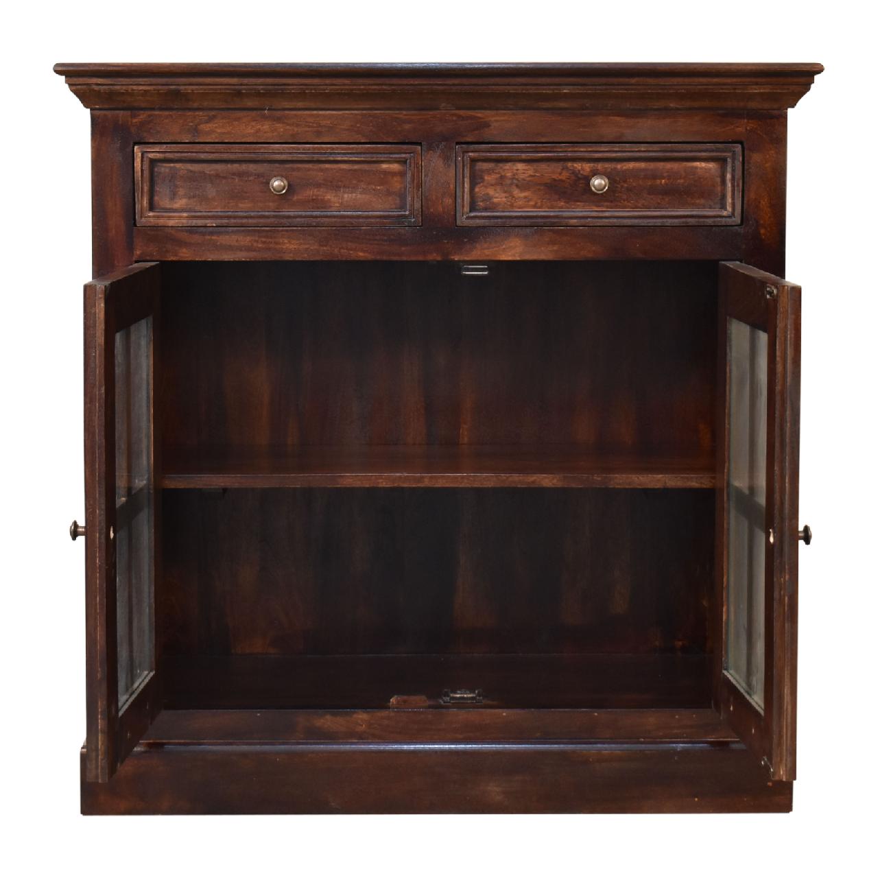 Light Walnut Cabinet with Glazed Doors - Image 9
