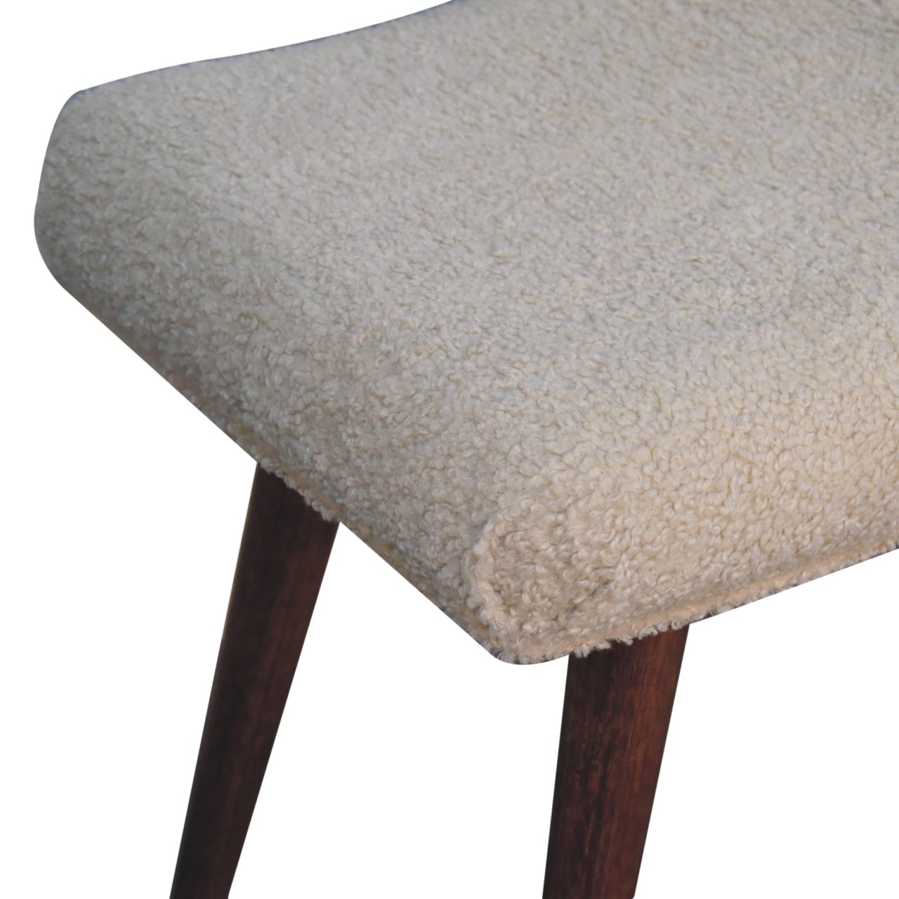 Honey Caramel Boucle Cream Curved Bench - Image 7
