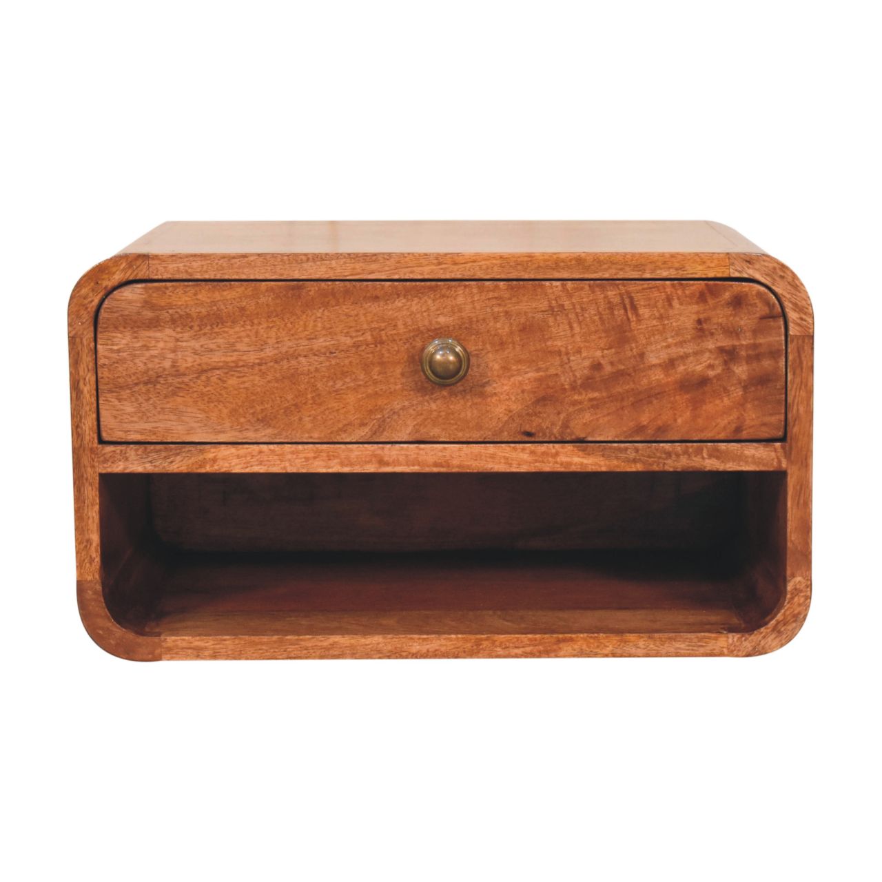 Curved Honey Caramel Wall Mounted Bedside with Open Slot