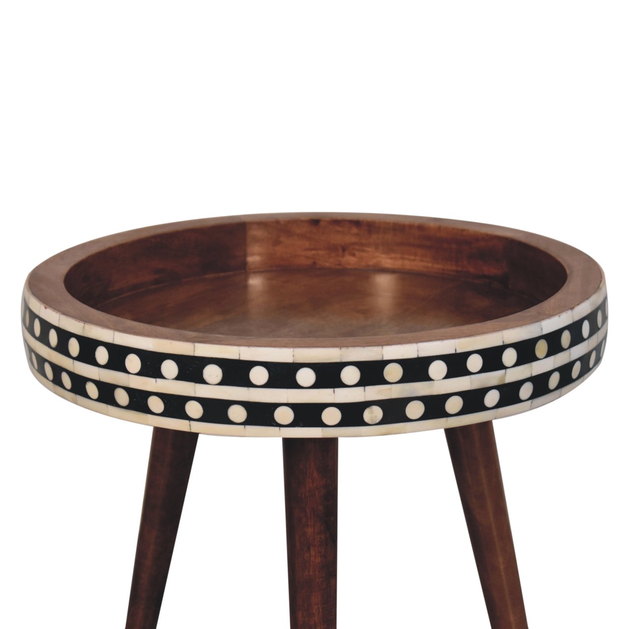 Honey Caramel Small Patterned Nordic Style End Table - Image 3