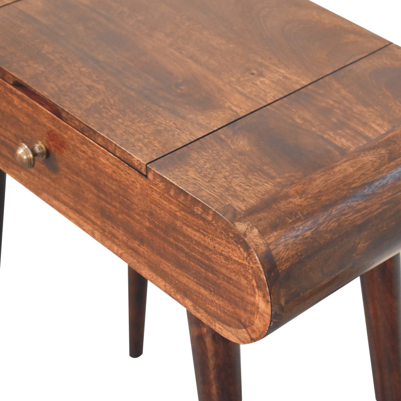 Mini California Walnut Dressing Table with Foldable Mirror - Image 5