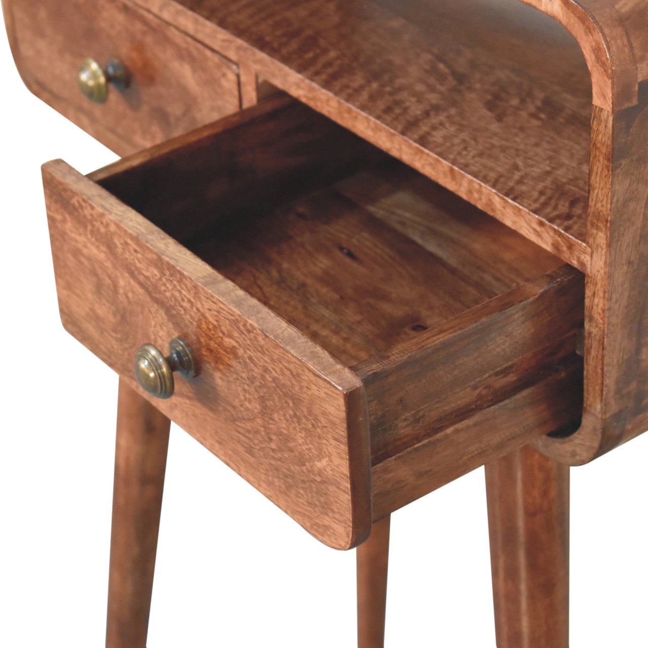 Mini Curved Honey Caramel Console Table - Image 6