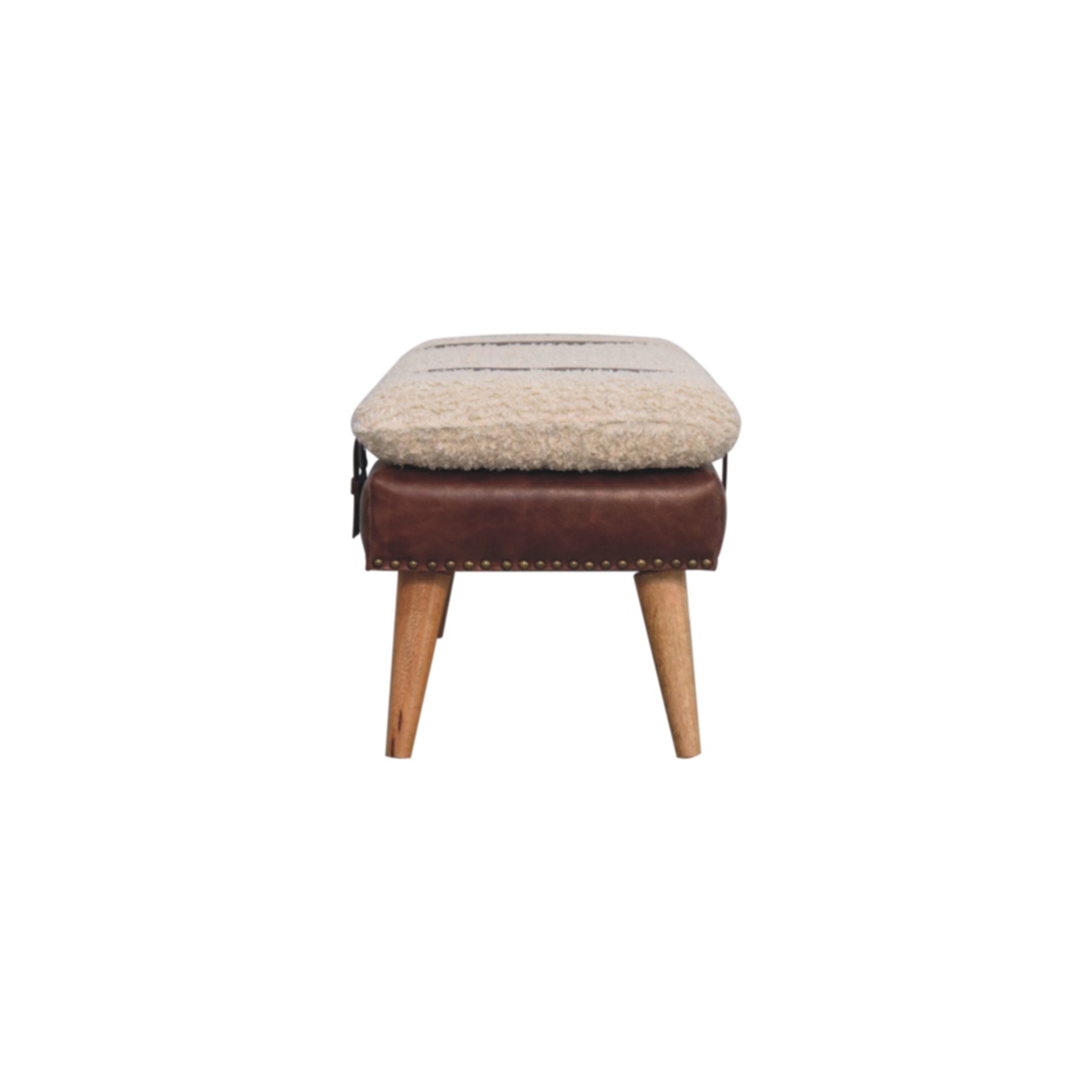 Boucle x Brown Leather Bench - Image 8