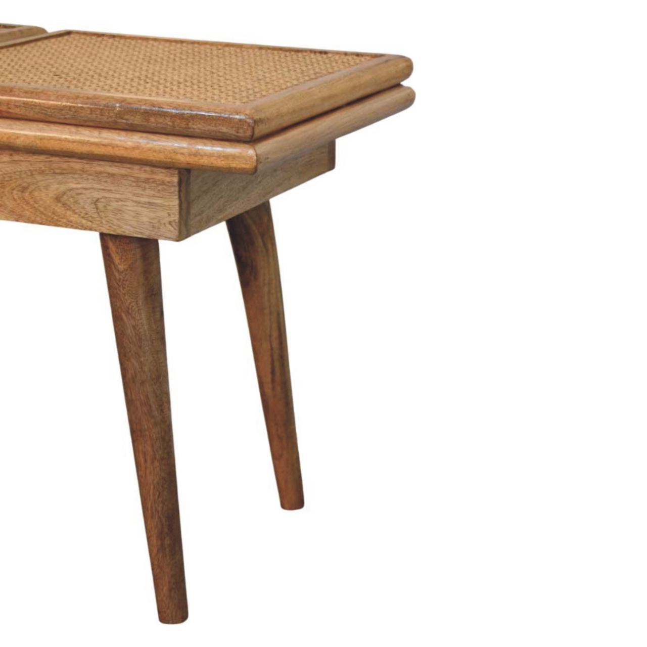Larissa Triple Accent Oak-ish Cane Bench - Image 6