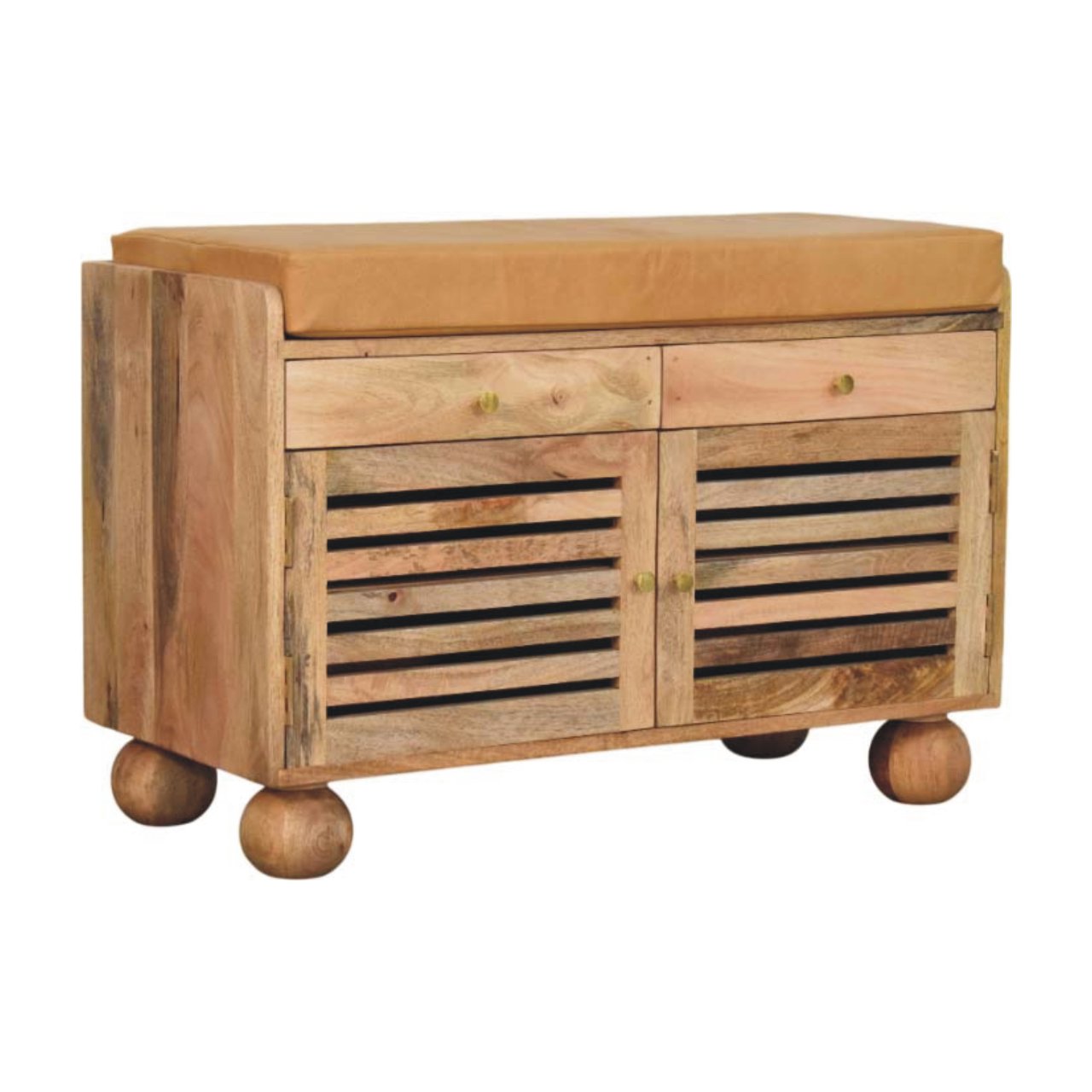 Shutter Oak-ish Shoe Rack with 2 drawers - Image 2