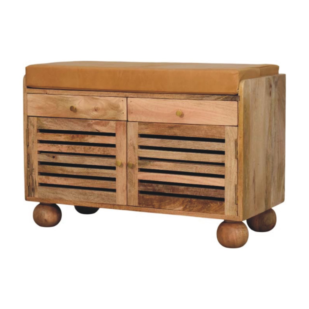 Shutter Oak-ish Shoe Rack with 2 drawers - Image 3