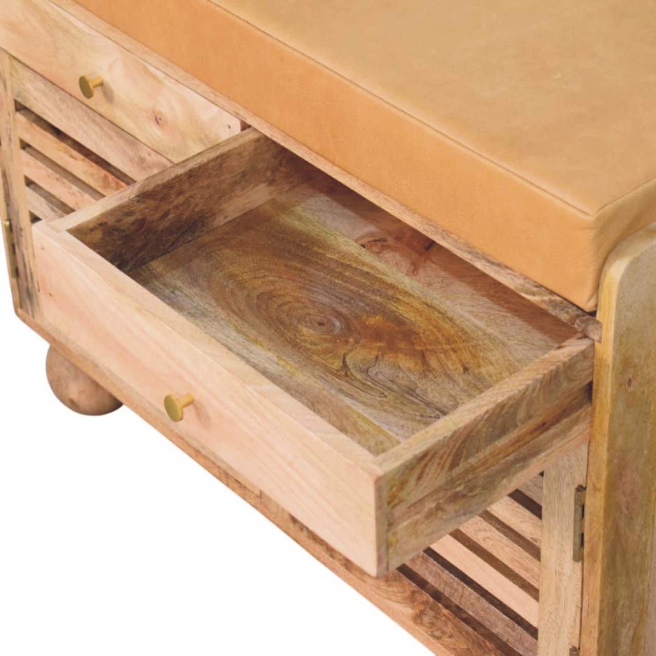 Shutter Oak-ish Shoe Rack with 2 drawers - Image 6