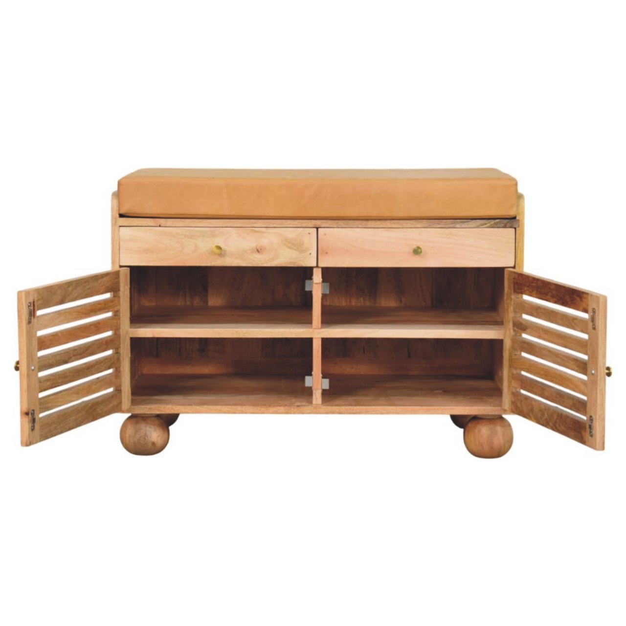 Shutter Oak-ish Shoe Rack with 2 drawers - Image 8