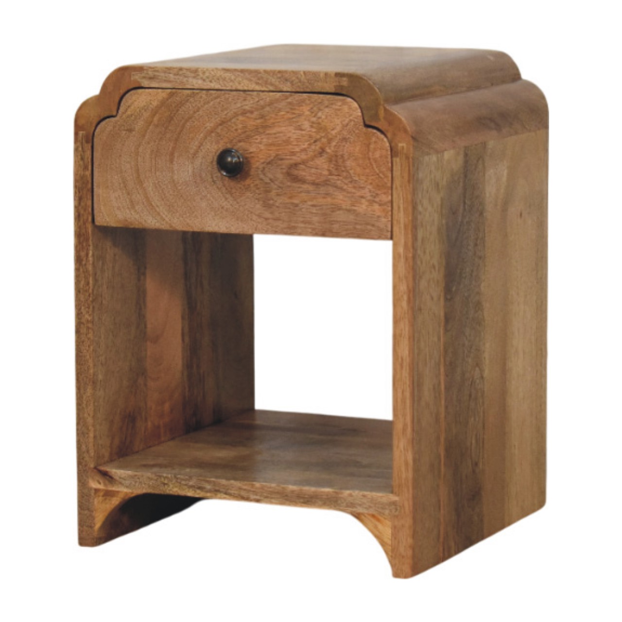 Newton Mini Oak-ish Nightstand with a drawer and open shelf - Image 2