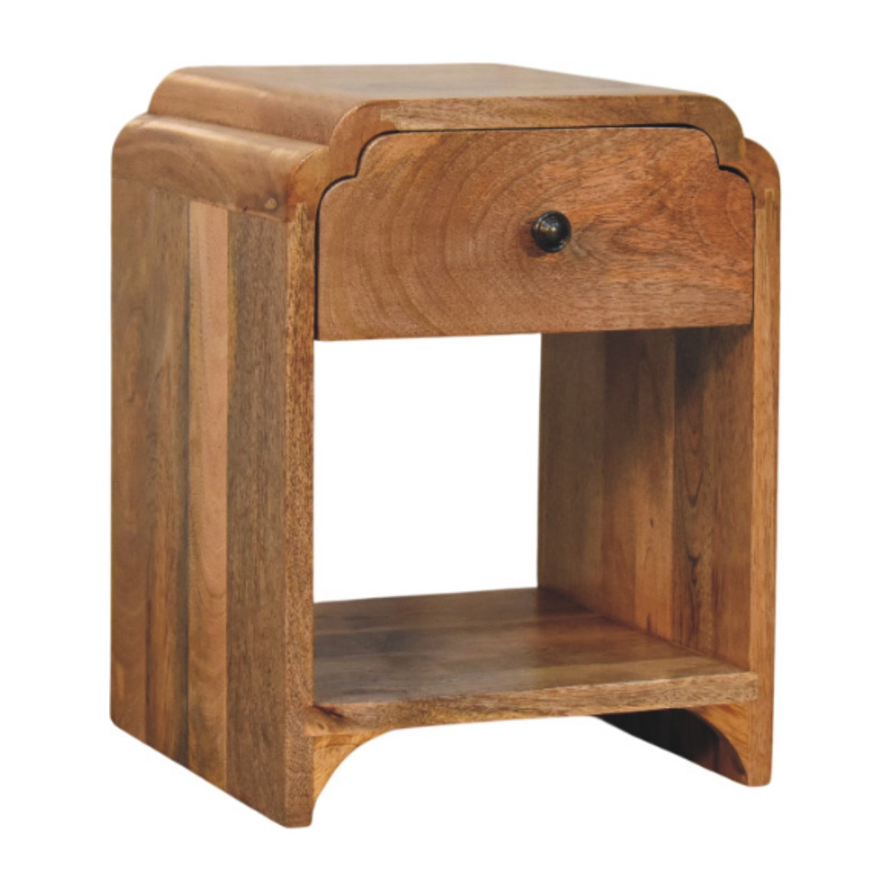 Newton Mini Oak-ish Nightstand with a drawer and open shelf - Image 3