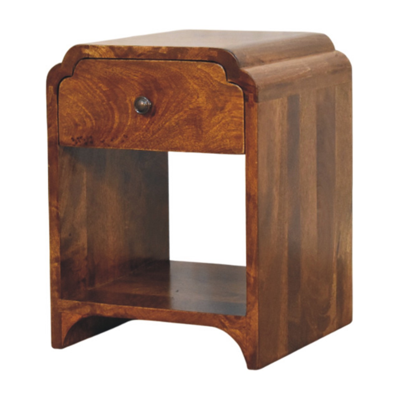 Newton Mini Chestnut Nightstand with a drawer and open shelf - Image 2