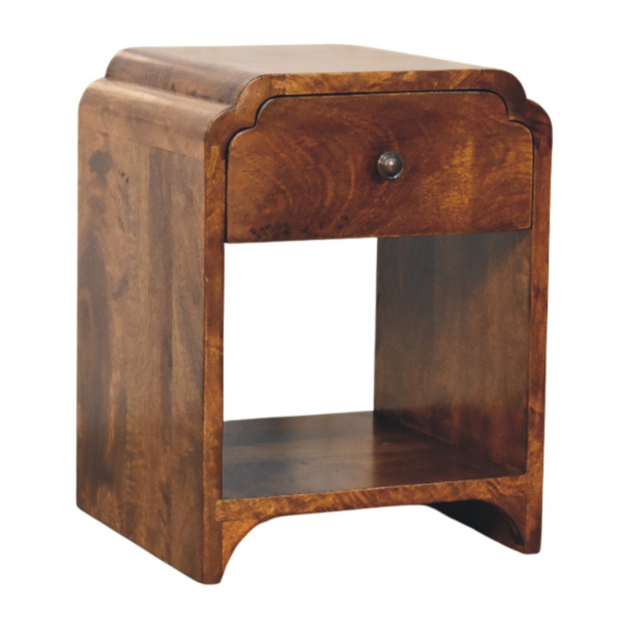 Newton Mini Chestnut Nightstand with a drawer and open shelf - Image 3