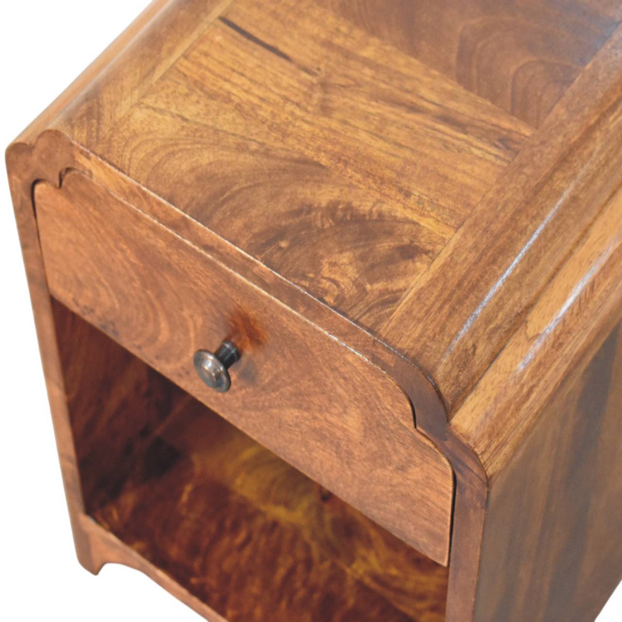 Newton Mini Chestnut Nightstand with a drawer and open shelf - Image 5