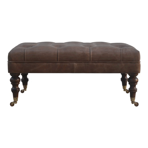 Buffalo Leather Ottoman - Image 9