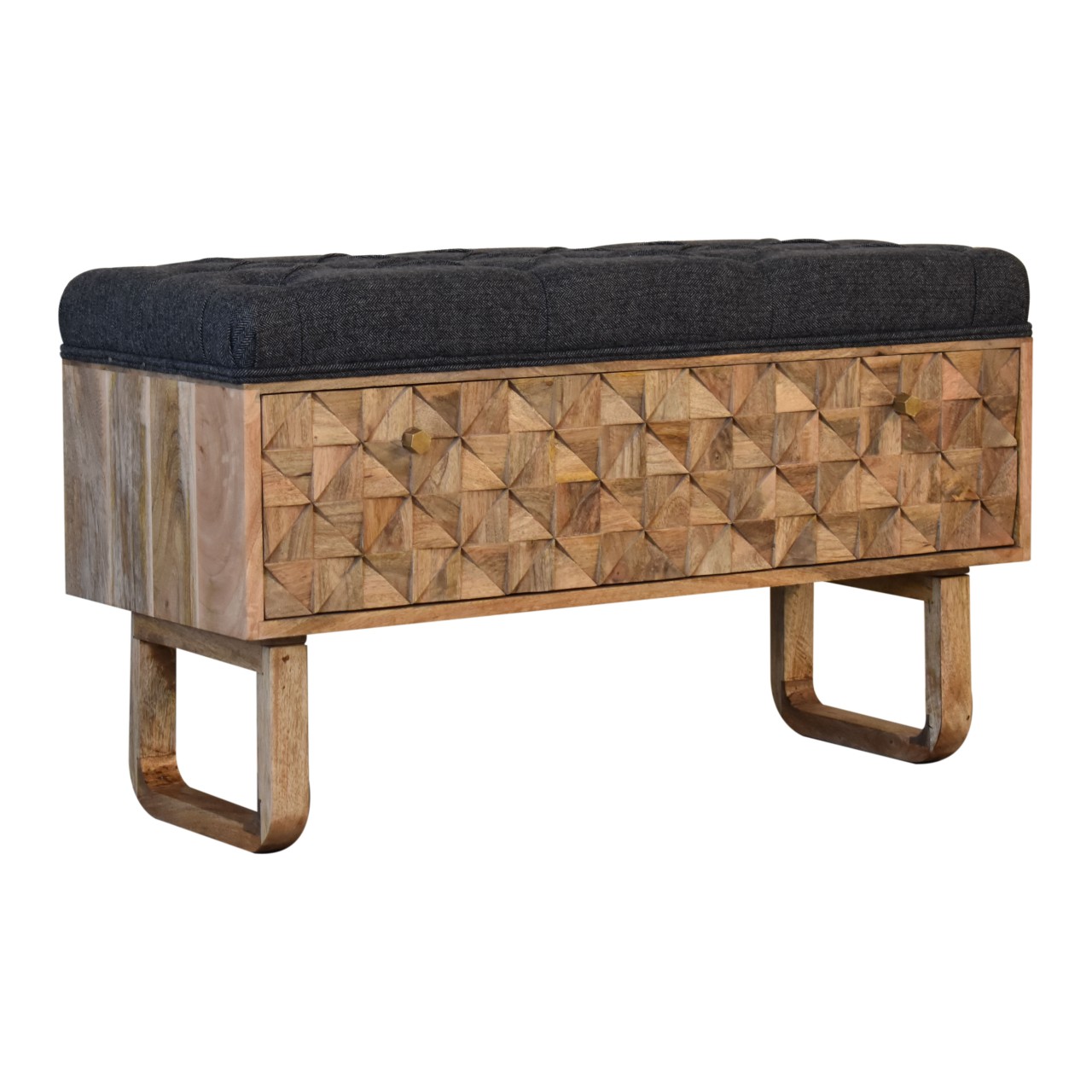 'U' Black Tweed Pineapple Bench - Image 3