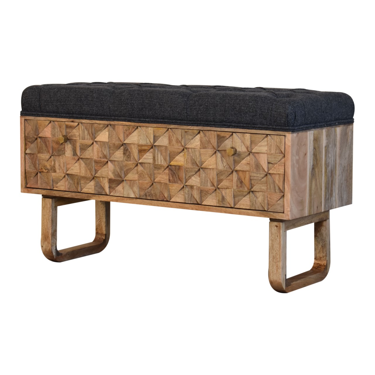'U' Black Tweed Pineapple Bench - Image 4