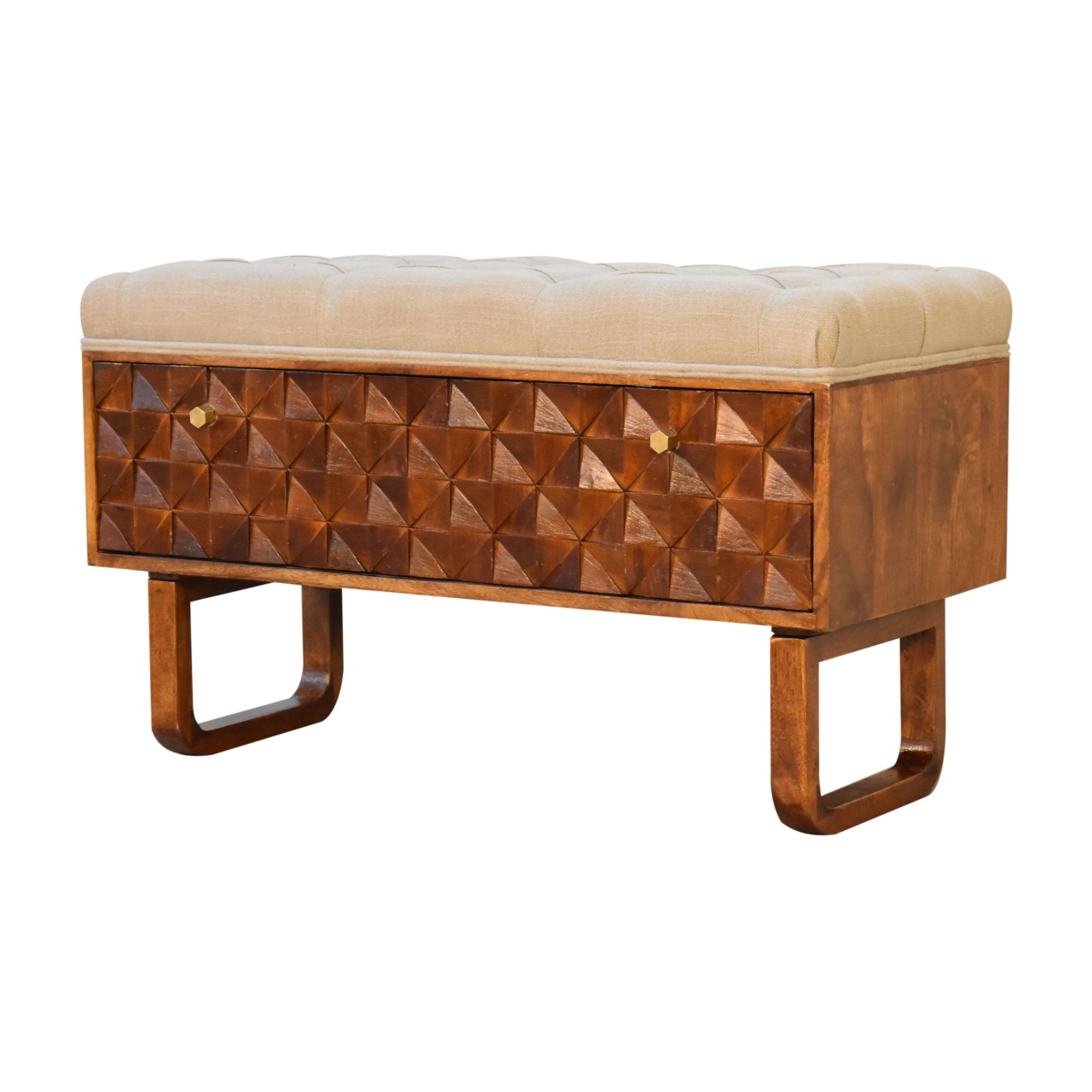 'U' Chestnut Pineapple Bench - Image 3