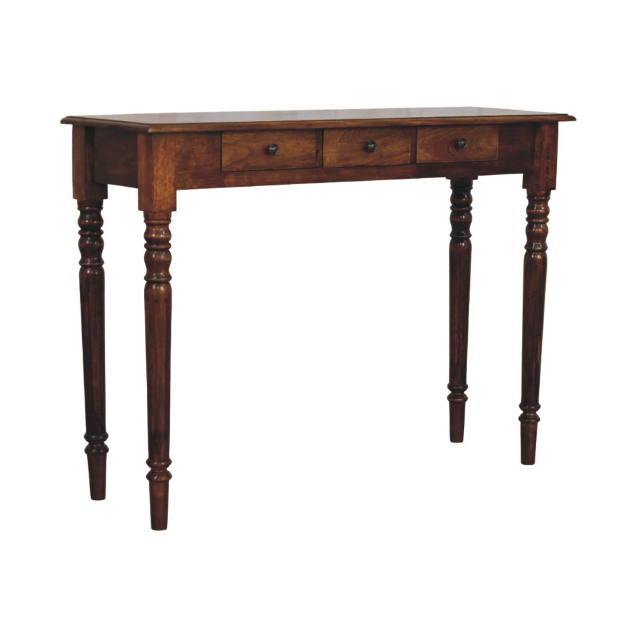 Turned Legs 3 Drawer Chestnut Console - Image 2