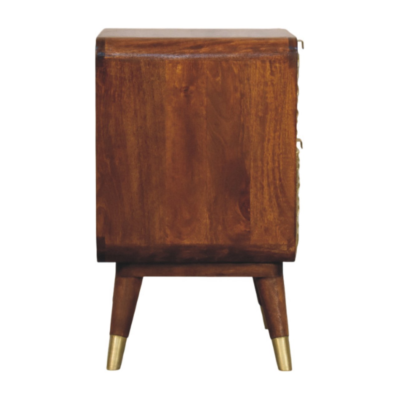 Avora Brass Embossed 2 Drawer Chestnut Nightstand - Image 8