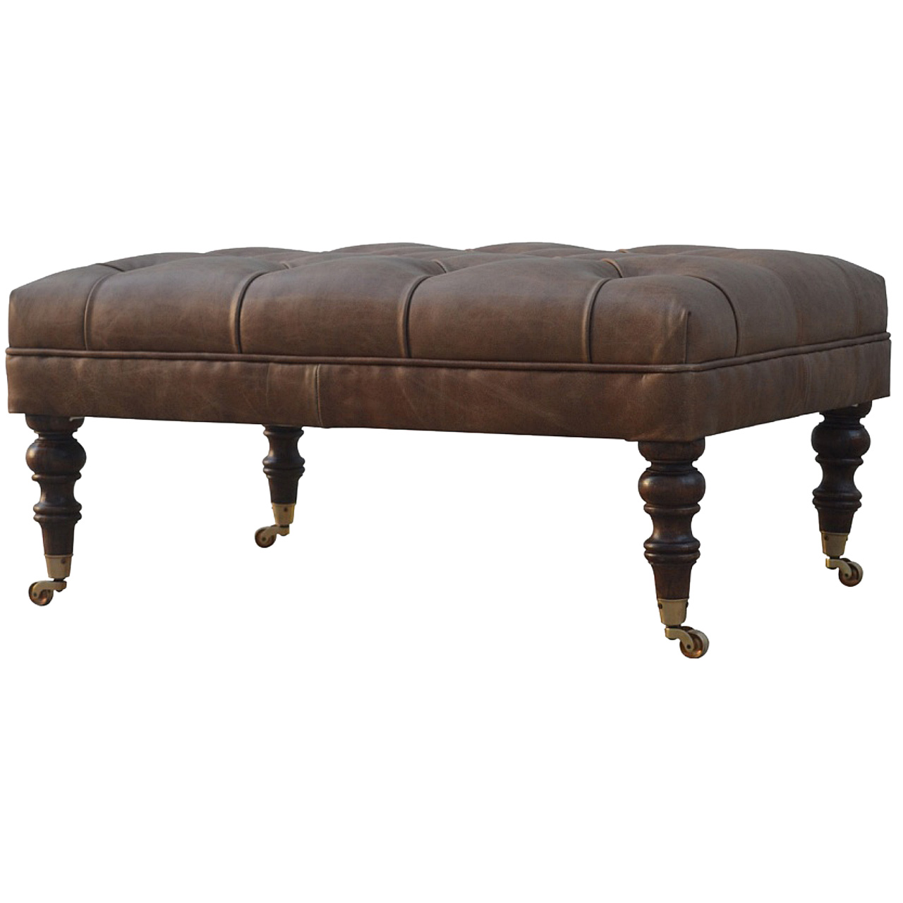 Buffalo Leather Ottoman - Image 3