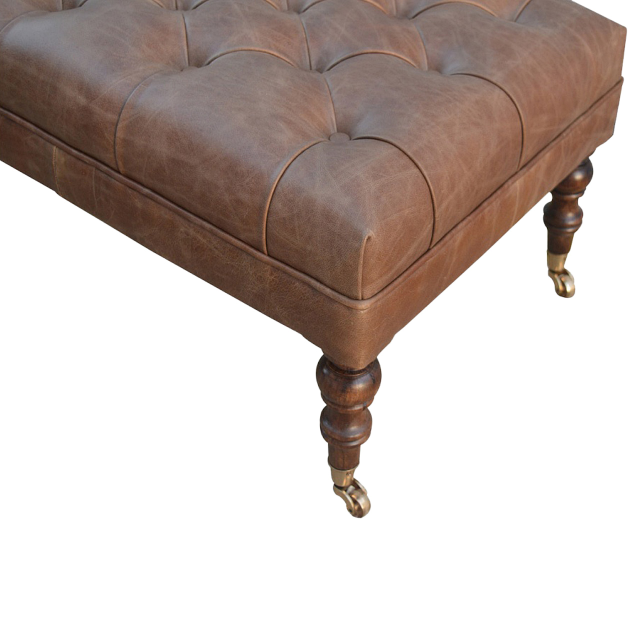 Buffalo Leather Ottoman - Image 4